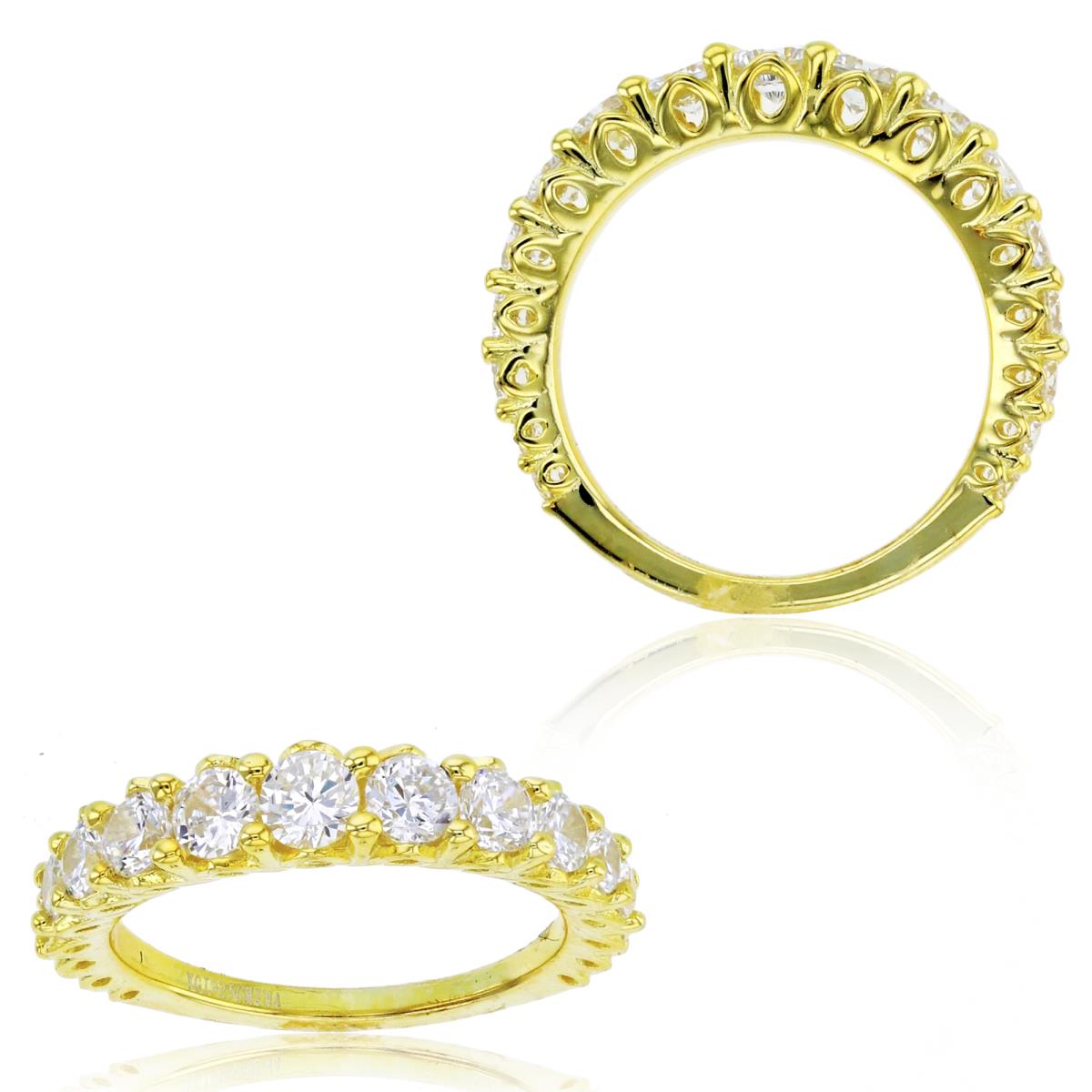 Sterling Silver Yellow 1-Micron Graduated CZ Fashion Ring