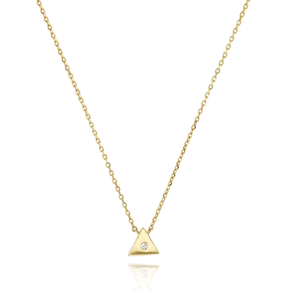 10K Yellow Gold 1.50mm Rd CZ Triangle 18"+2" Necklace
