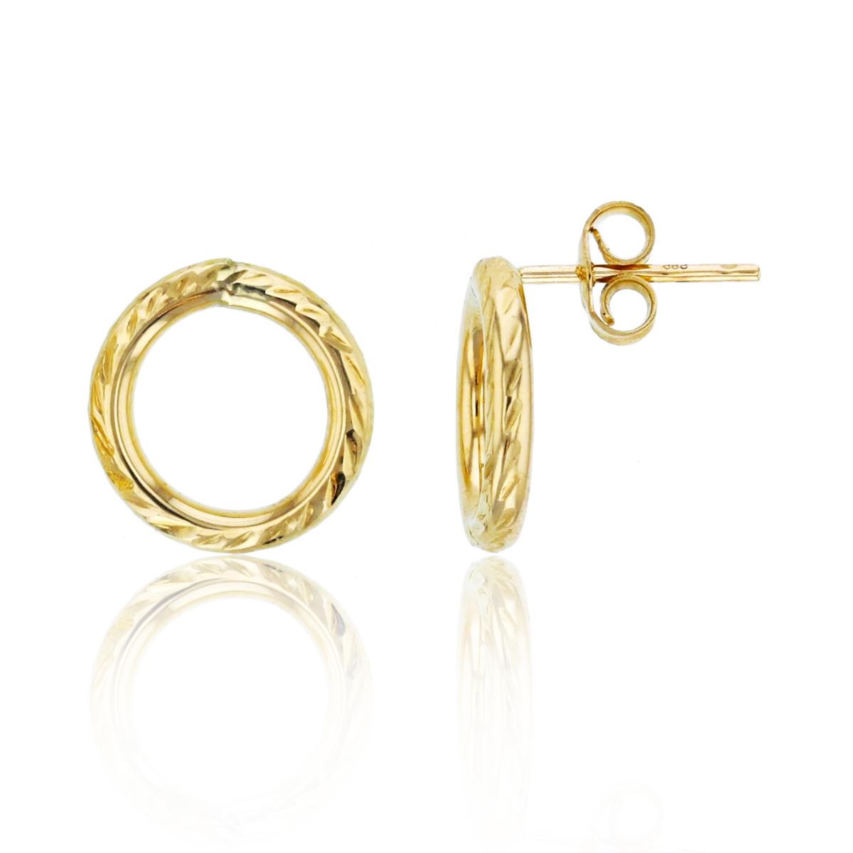10K Yellow Gold DC Circle Stud Earring