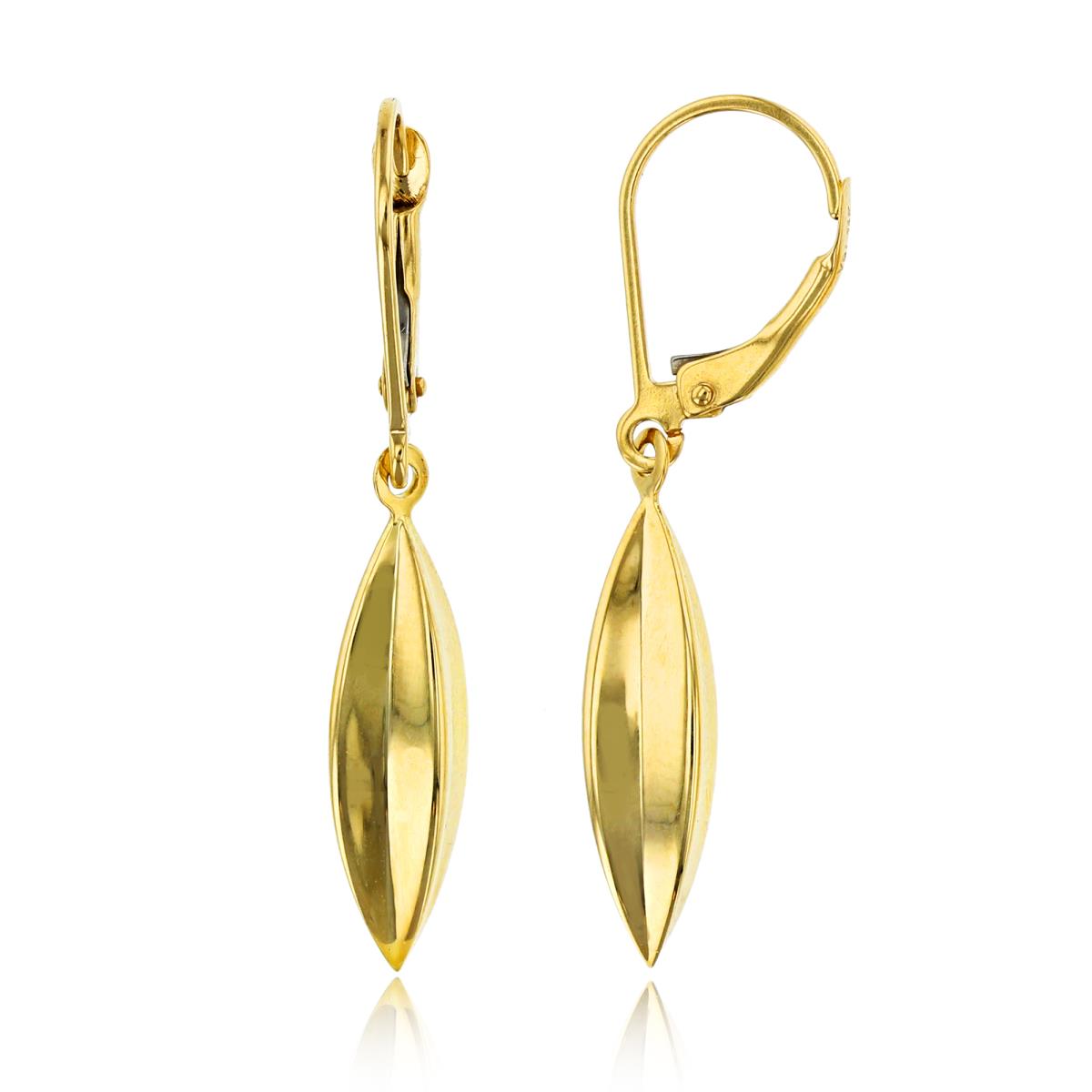 10K Yellow Gold High Polished Leverback Dangling Earring