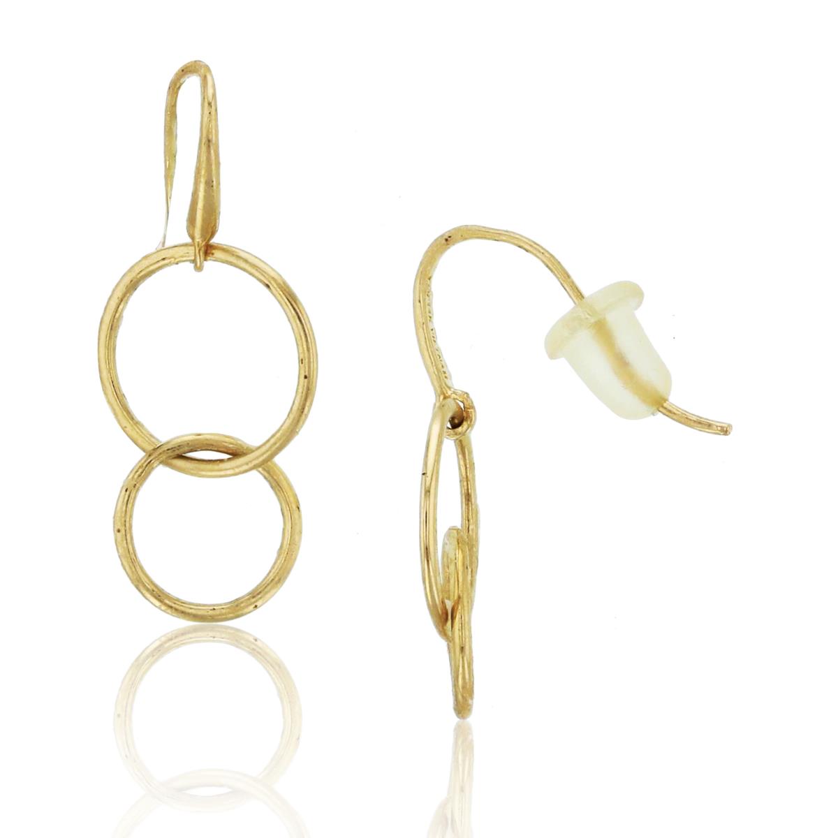 10K Yellow Gold Double Open Circles Dangling Earring