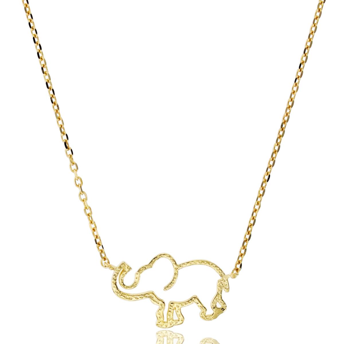 14K Yellow Gold Open Elephant 16"+2"Necklace