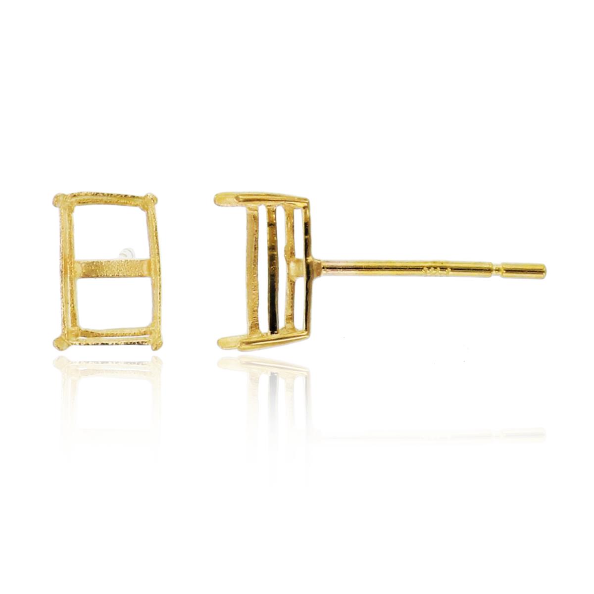 14K Yellow Gold 6x4mm Octagon Basket Stud Earrings-1PR. No stones.