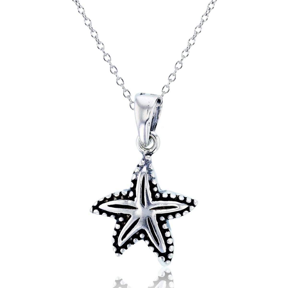 Sterling Silver Oxidized Starfish 18" Necklace
