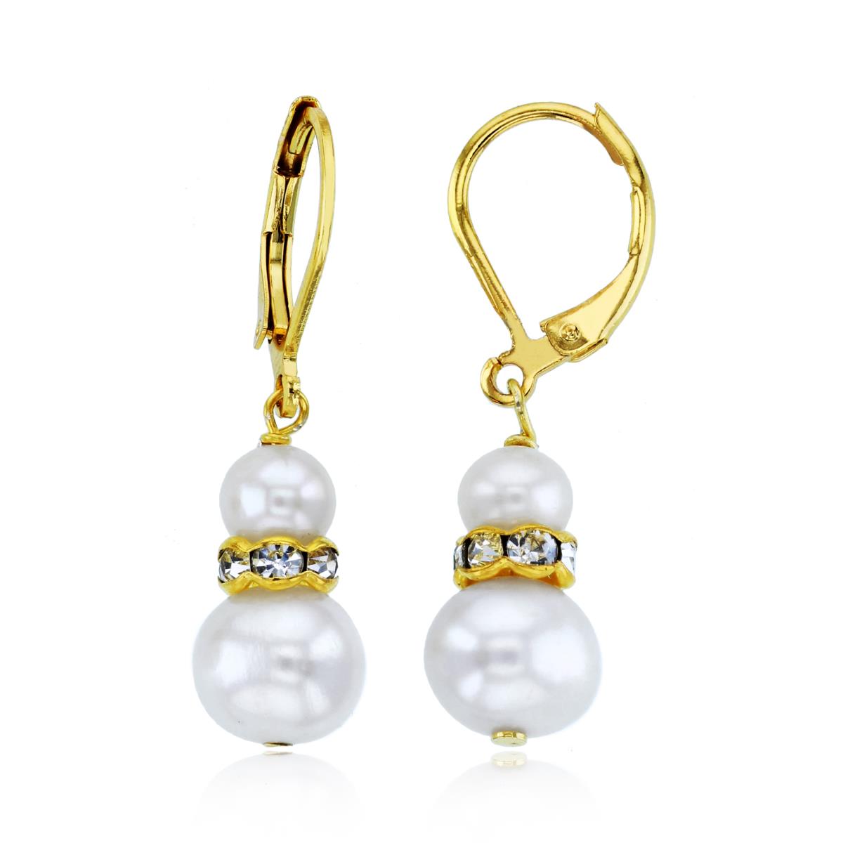 Sterling Silver Yellow Freshwater Pearls & CZ LeverBack Earring