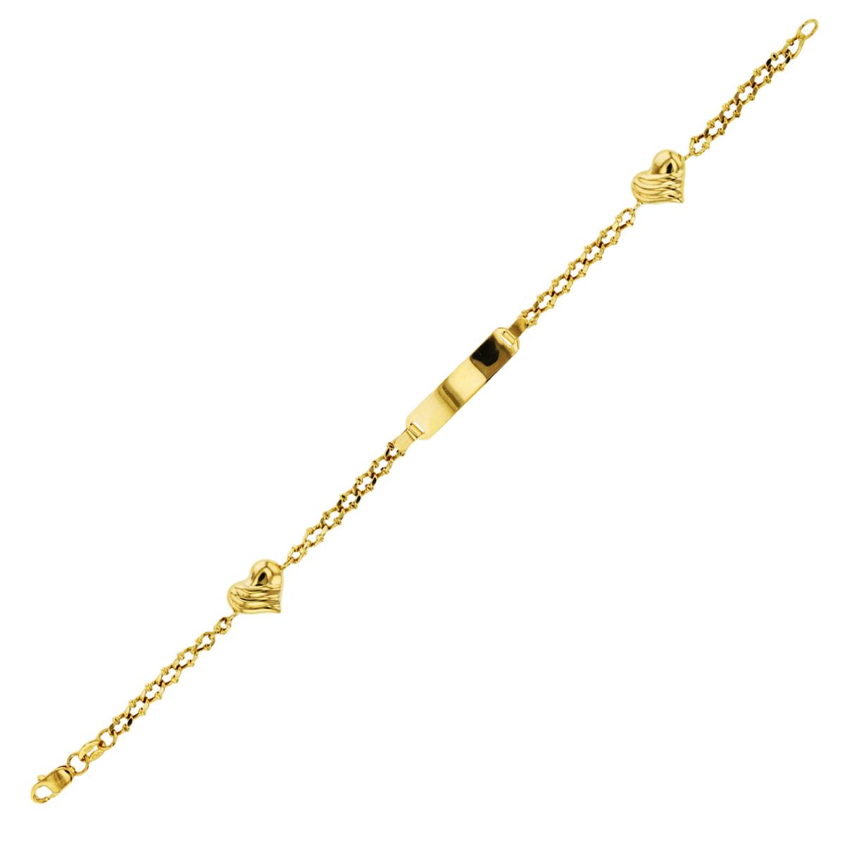 14K Yellow Gold Heart Fancy Chain 6" Baby ID Bracelet