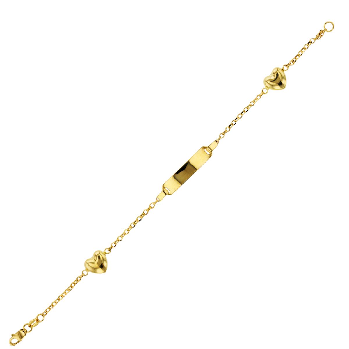 14K Yellow Gold Polished Heart 6" DC Cable Baby ID Bracelet