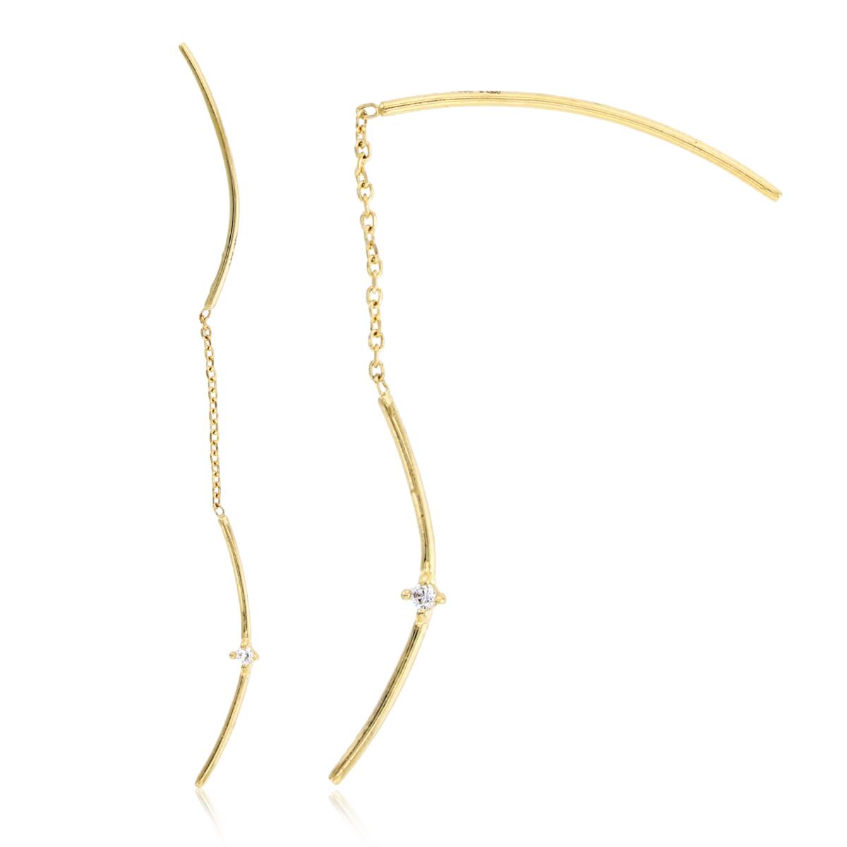 14K Yellow Gold Rnd CZ Tubes Double Sided Earrings