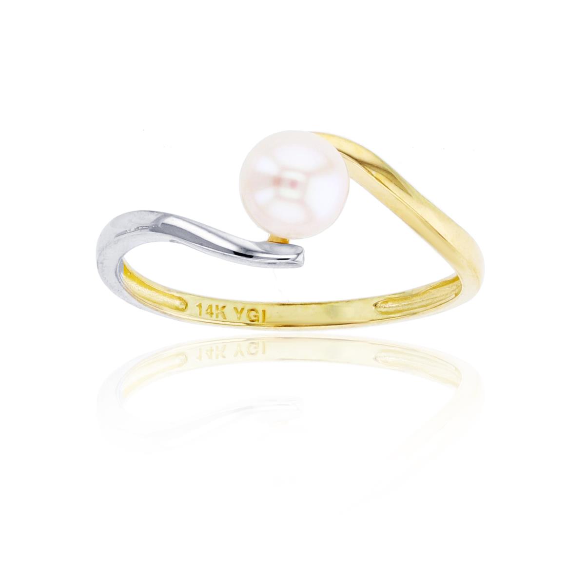 14K Two-Tone Gold 5mm Rnd Fresh Water Pearl Ring