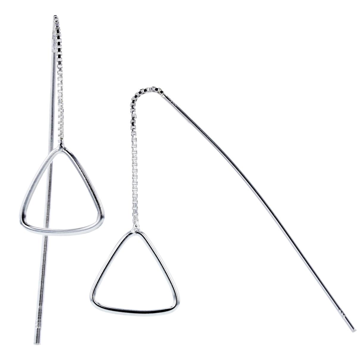 Sterling Silver Plated Open Triangle Dangling on Chain/Threader Earrings