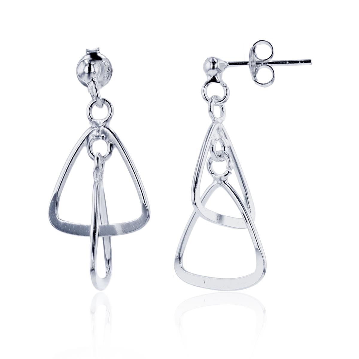 Sterling Silver Plated Open Invert Triangles Dangling Earrings