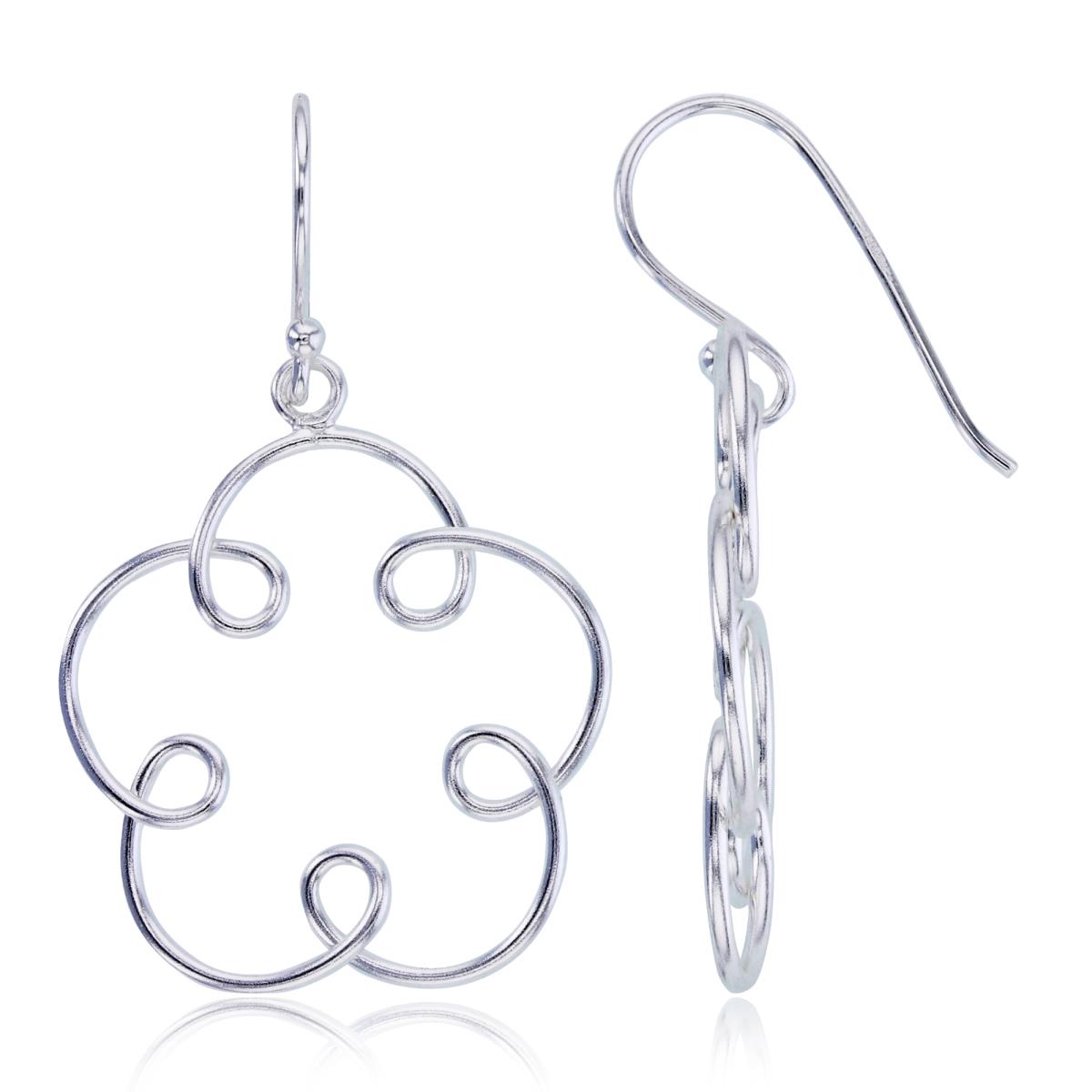 Sterling Silver Plated Open Flower Dangling Earrings