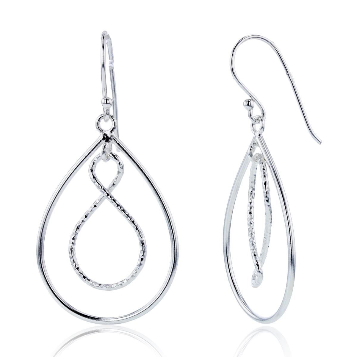 Sterling Silver Plated Open PS-shape & DC Infinity Dangling Earrings