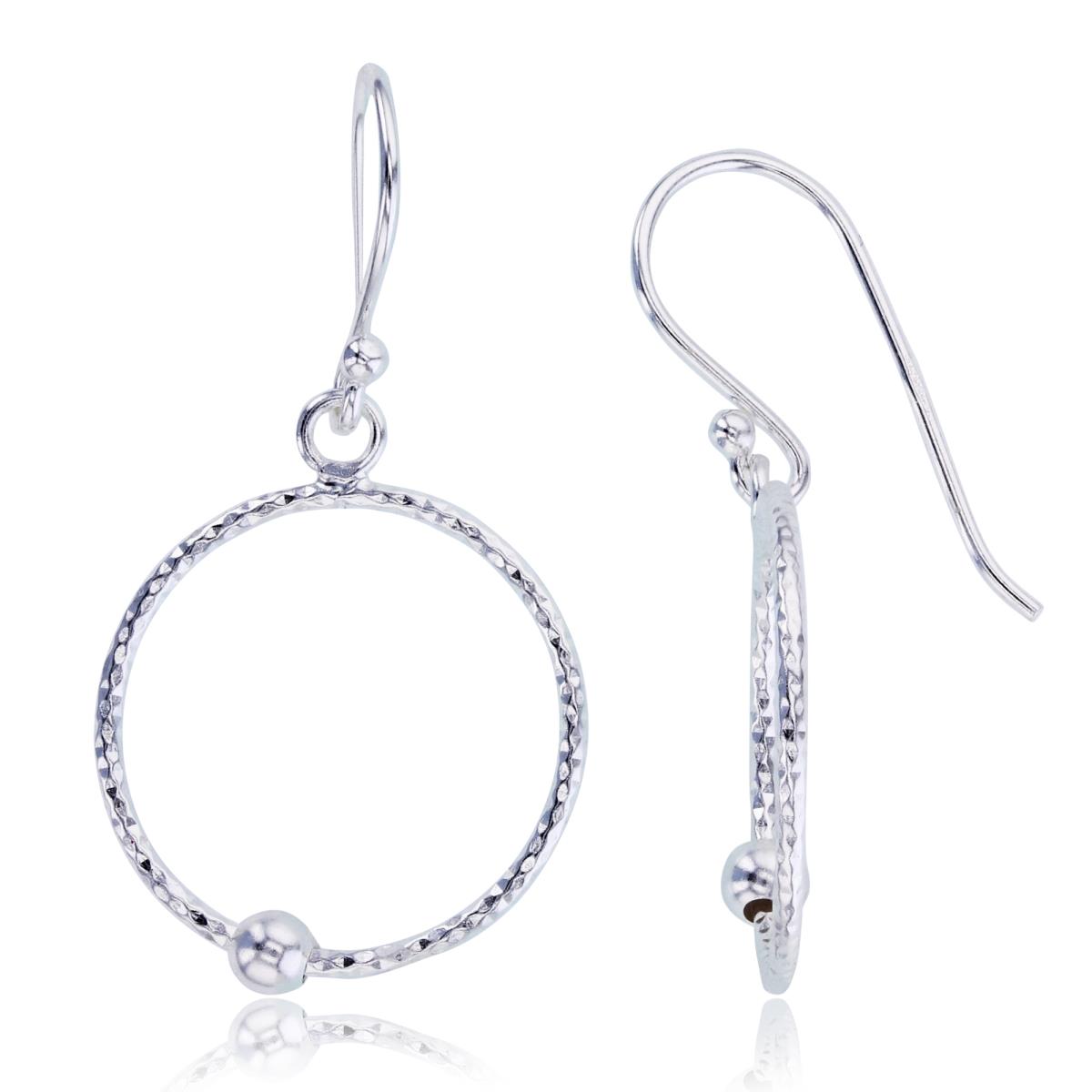 Sterling Silver Plated DC Circle with Bead Dangling Earrings