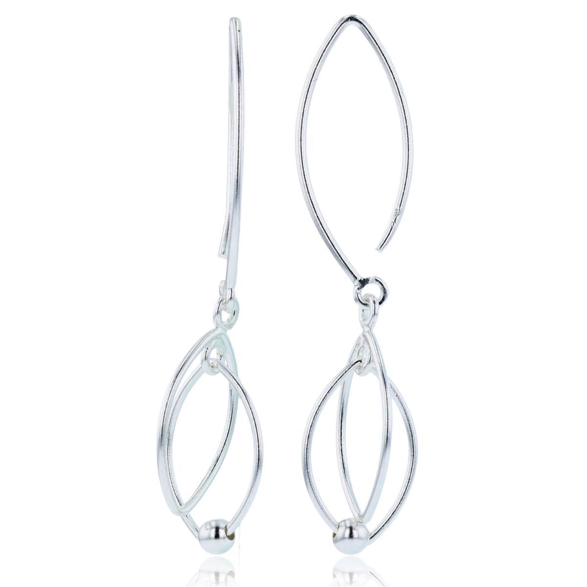 Sterling Silver Plated Open MQ-Links Dangling Earrings