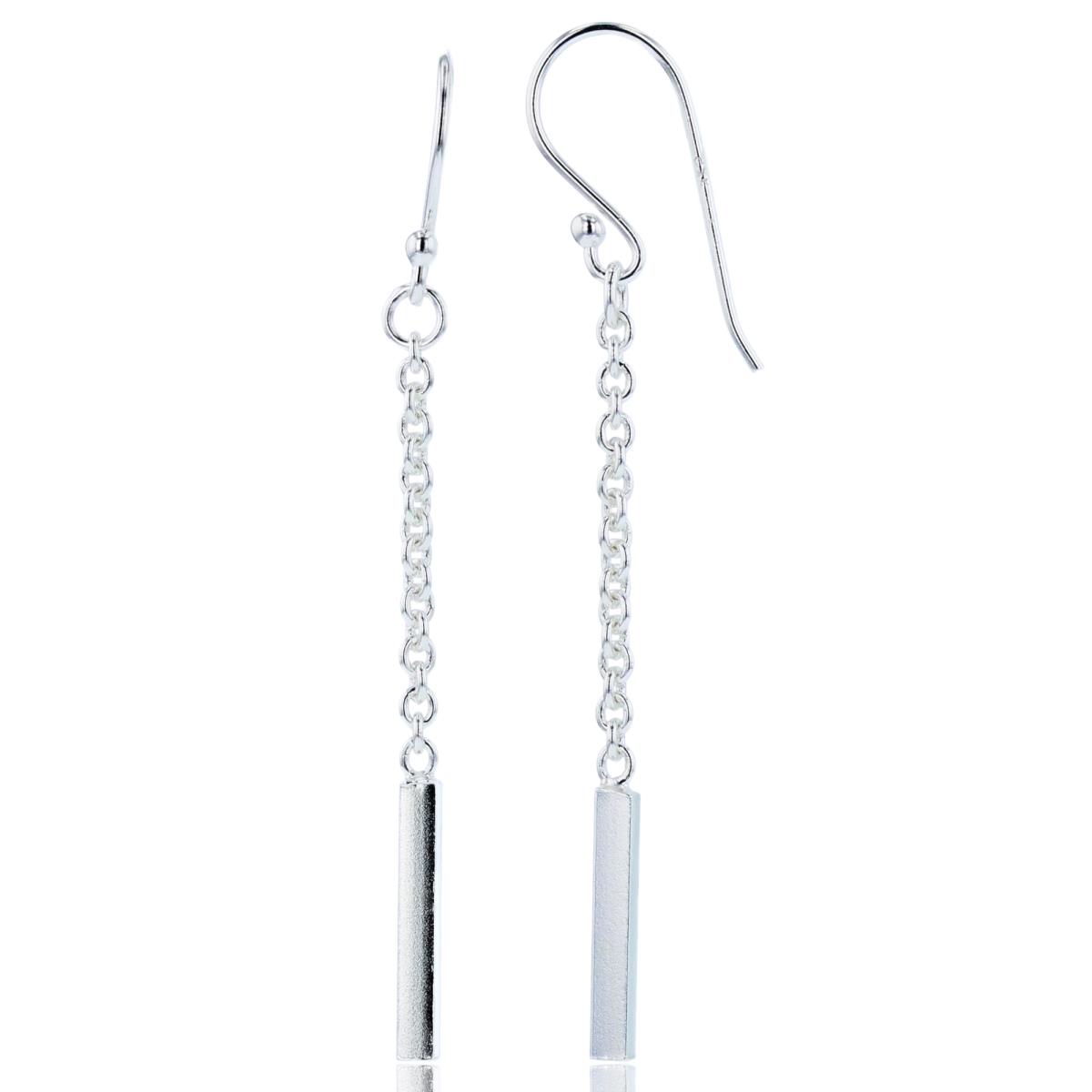 Sterling Silver Plated Bar on Chain Dangling Earrings