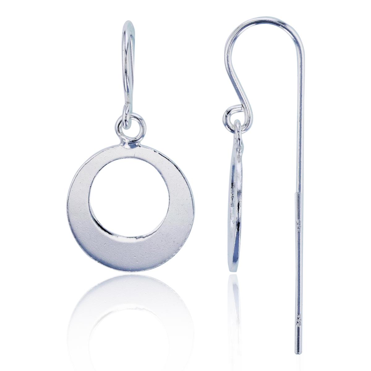Sterling Silver Plated Open Flat Circle Earrings