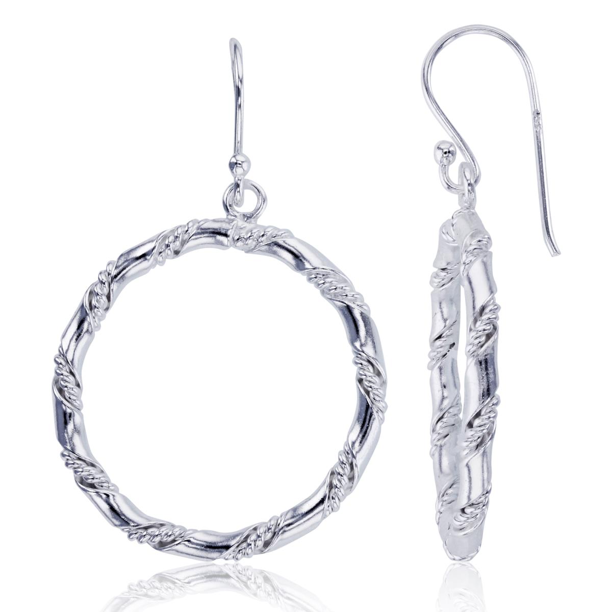 Sterling Silver Plated DC Open Tubing Circle Dangling Earrings
