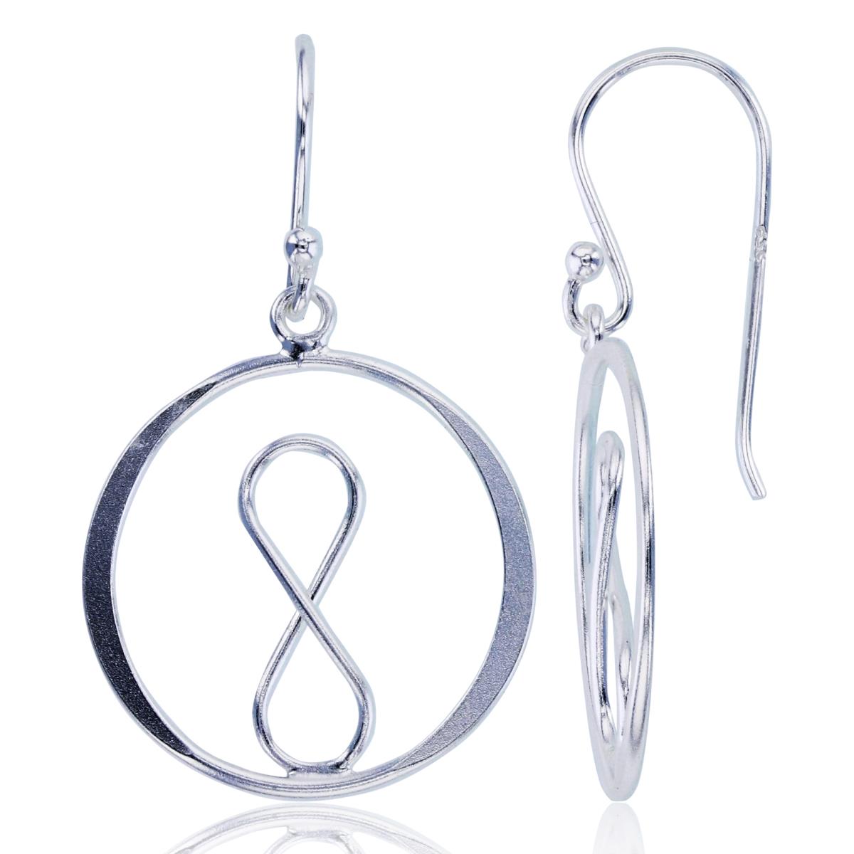 Sterling Silver Plated Open Circle with Infinity Dangling Earrings