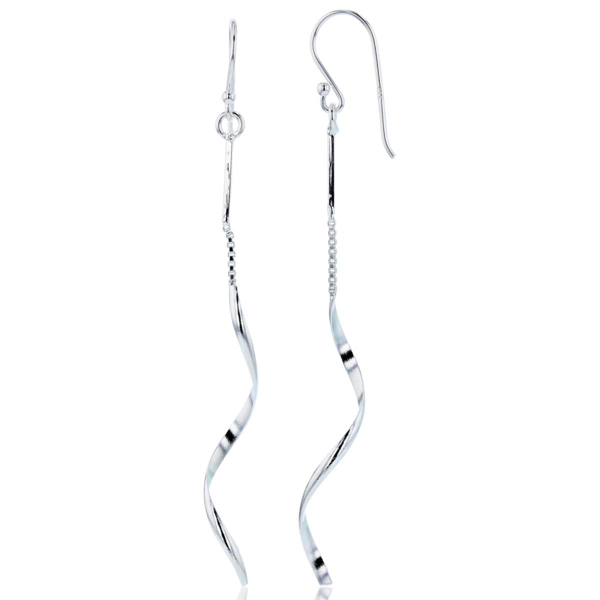 Sterling Silver Plated DC Bar with Swirl Dangling on Chain/Threader Earrings