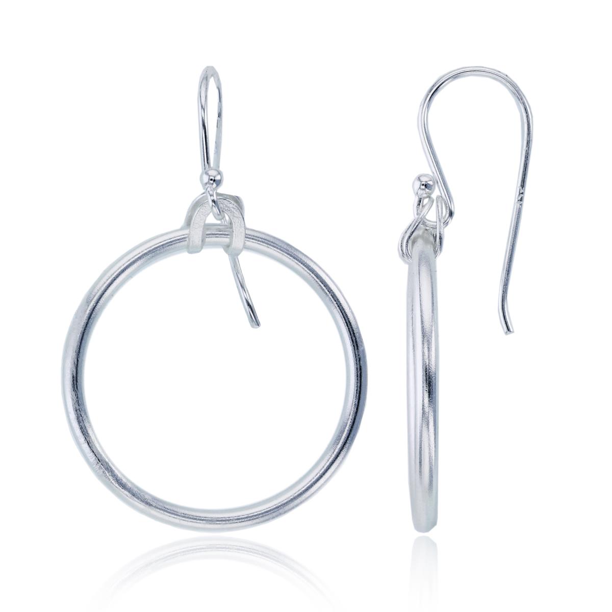 Sterling Silver Plated Tubing Open Circle Dangling Earrings