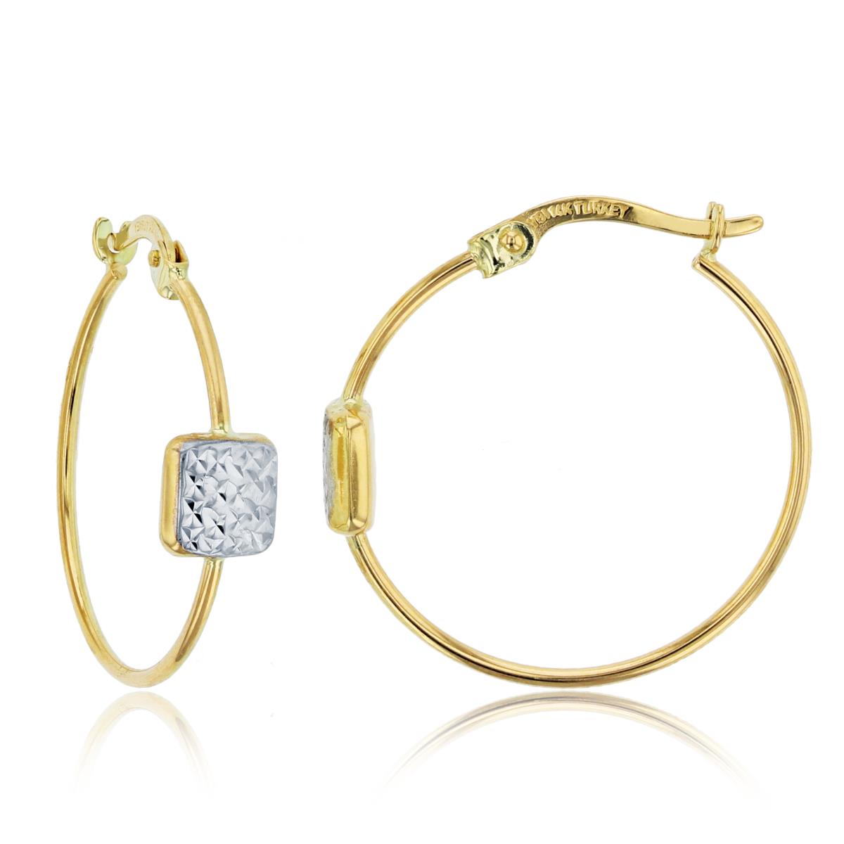 10K Two-Tone Gold 23x6mm DC Square Hoop Earring