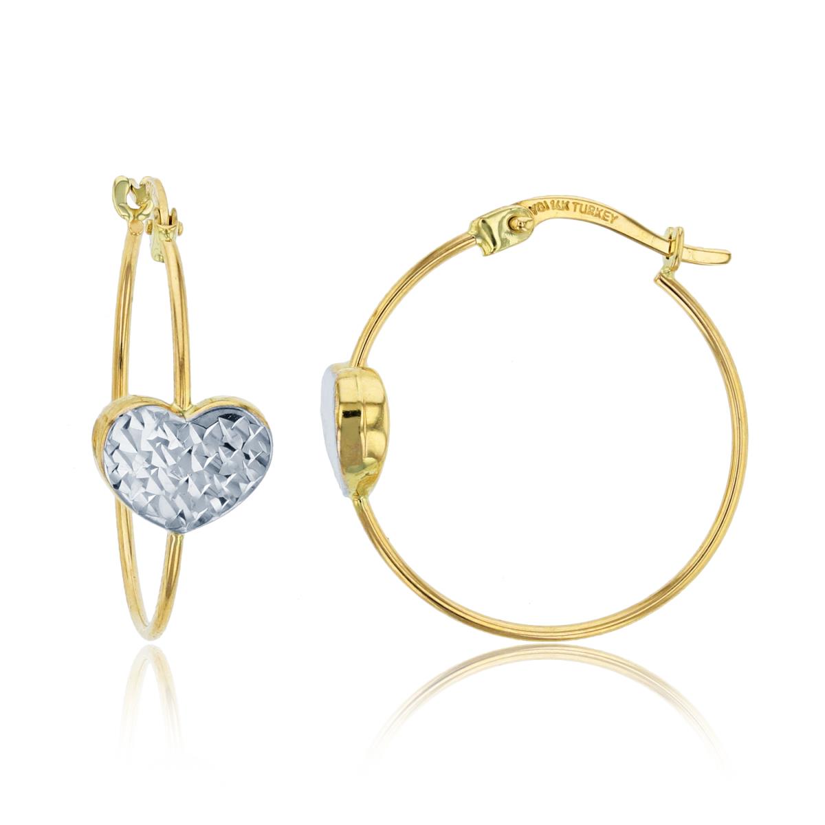 10K Two-Tone Gold 23x9mm DC Heart Hoop Earring