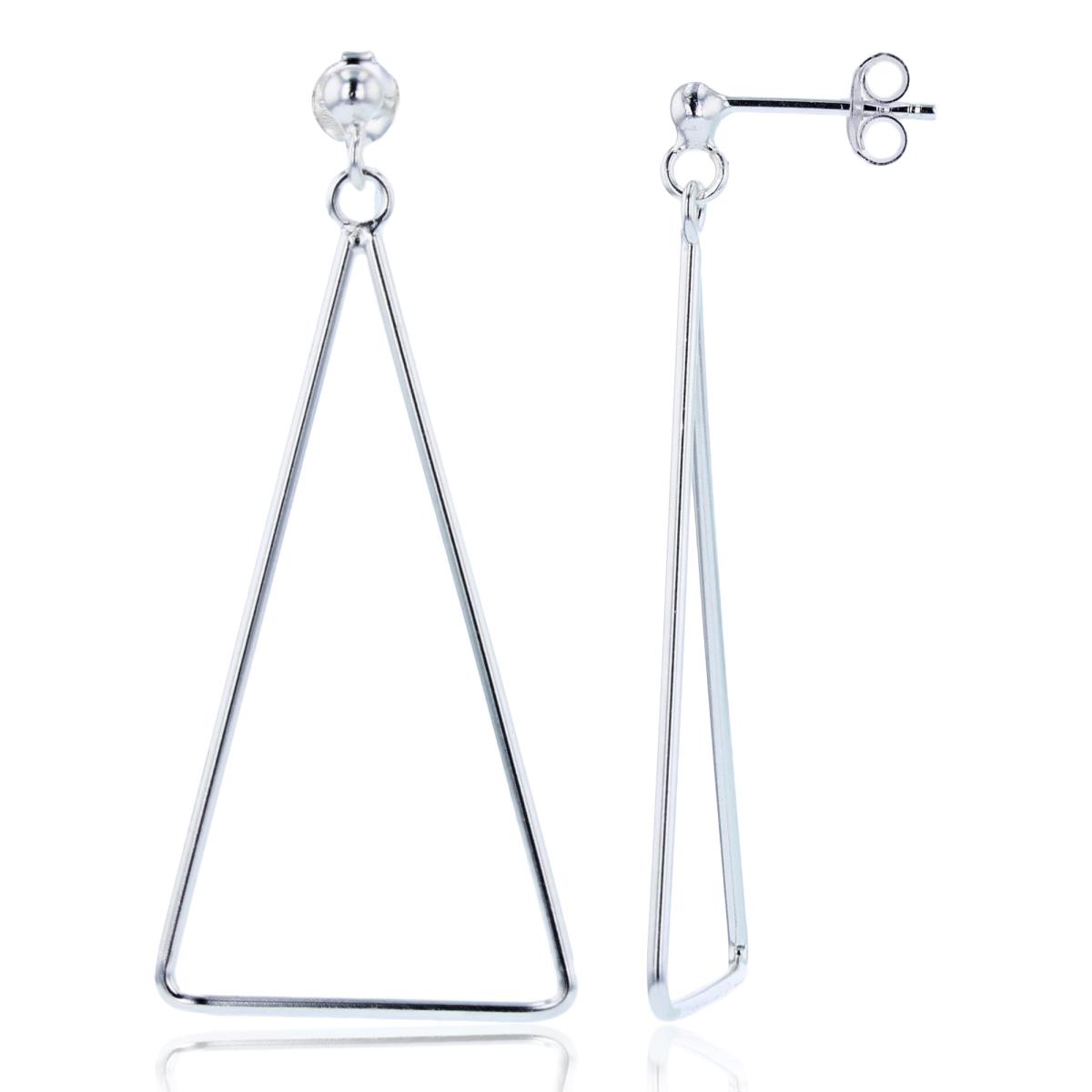 Sterling Silver Plated Open Tubing Triangle Dangling Earrings