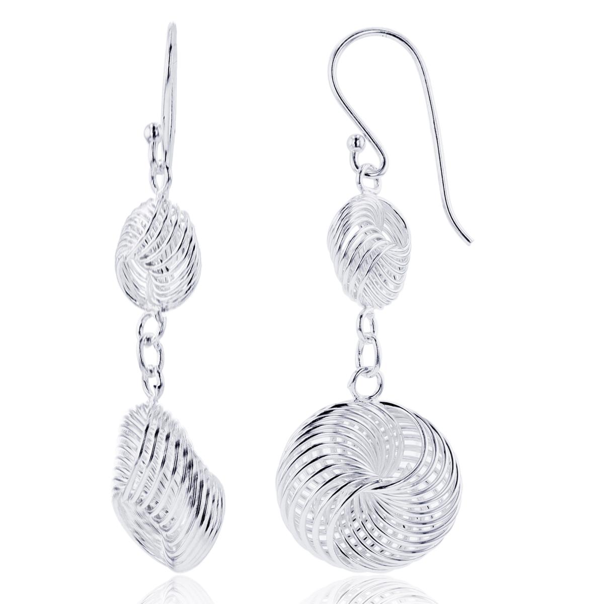 Sterling Silver Plated Big/Small Swirl Knots Dangling Earrings