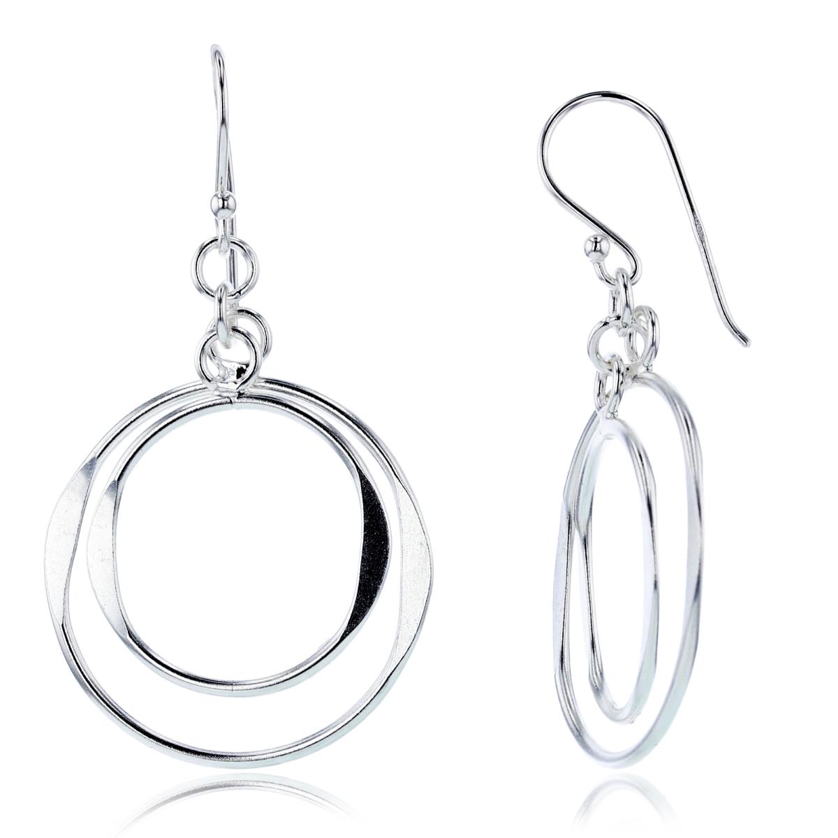 Sterling Silver Plated Big/Small Open Circles Dangling Earrings