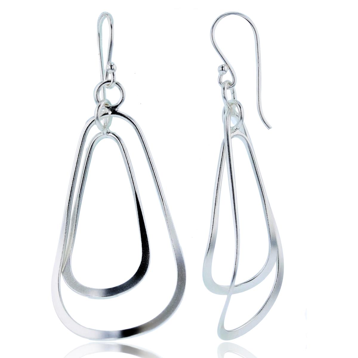 Sterling Silver Plated Big/Small Open PS-shapes Dangling Earrings