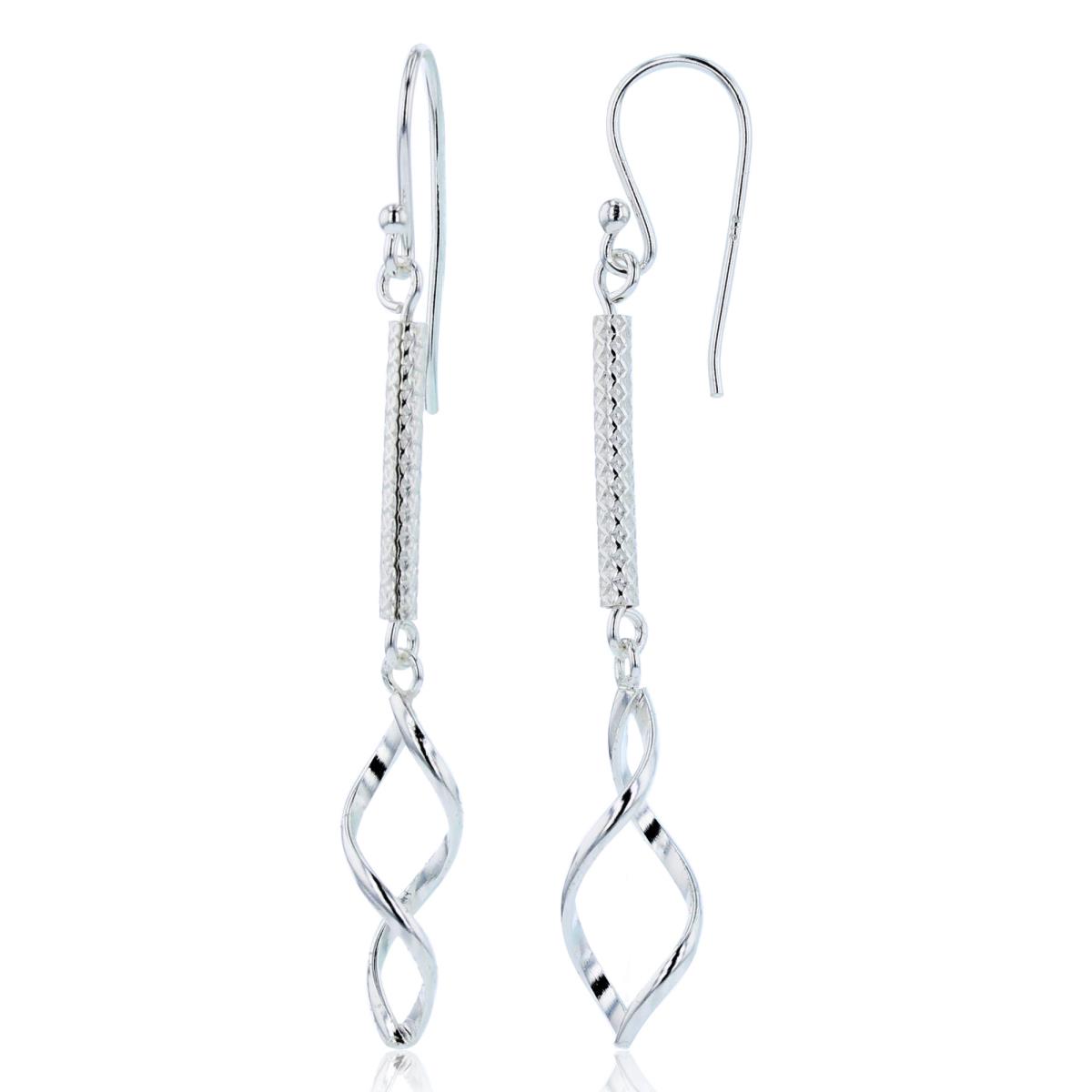 Sterling Silver Plated DC Bar & Twist Infinity Dangling Earrings