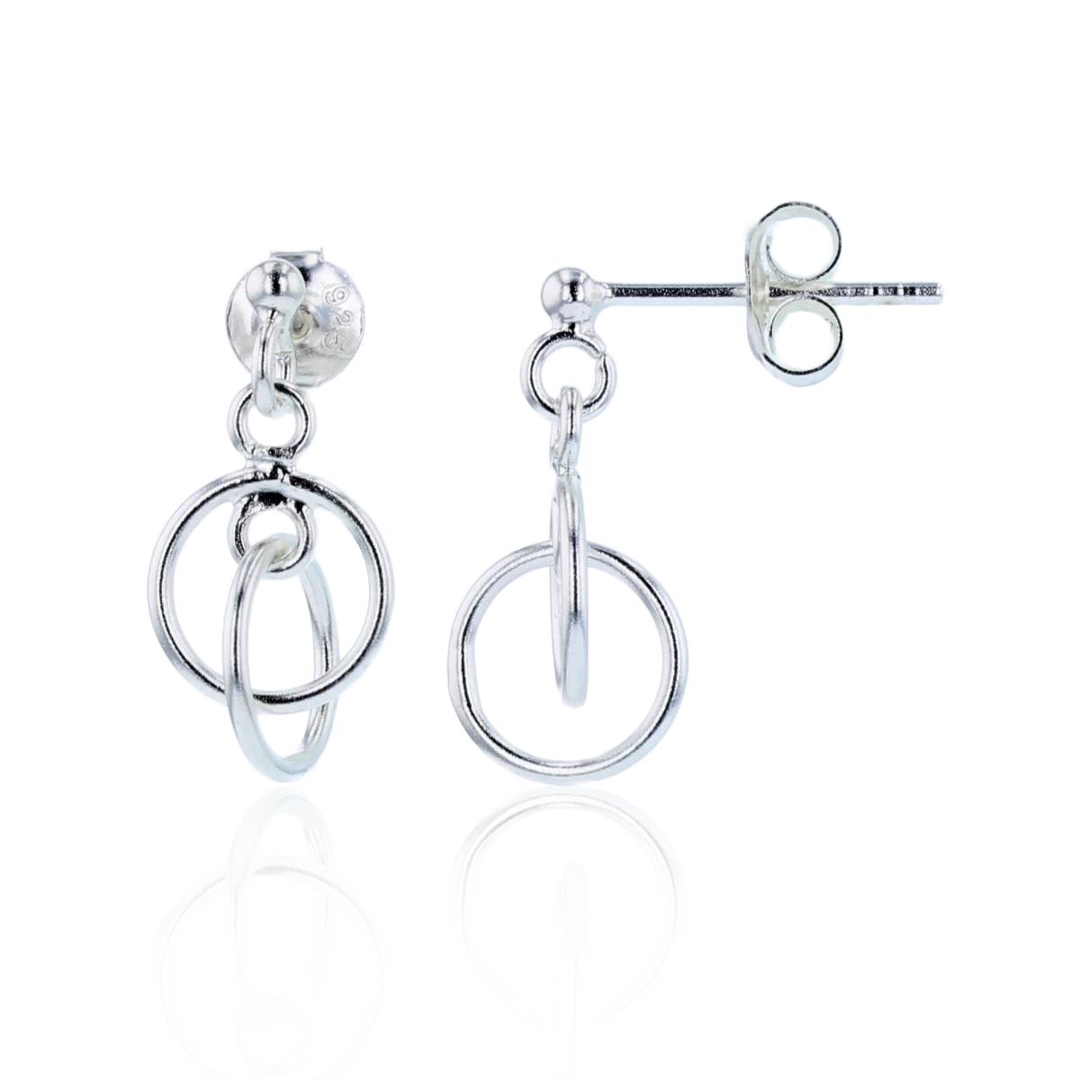 Sterling Silver Plated Open Invert Circles Dangling Earrings
