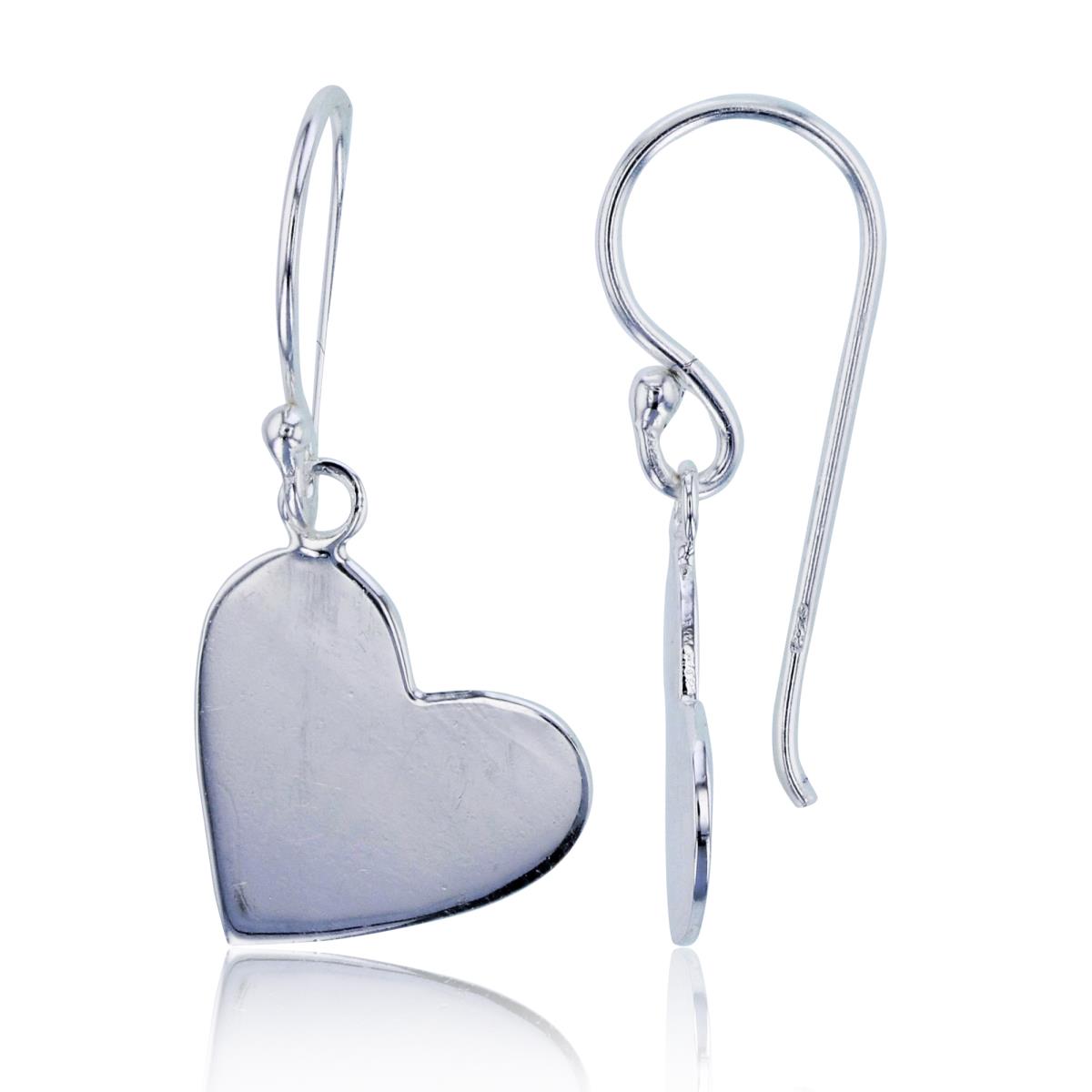 Sterling Silver Plated High Polish Heart Dangling Earrings