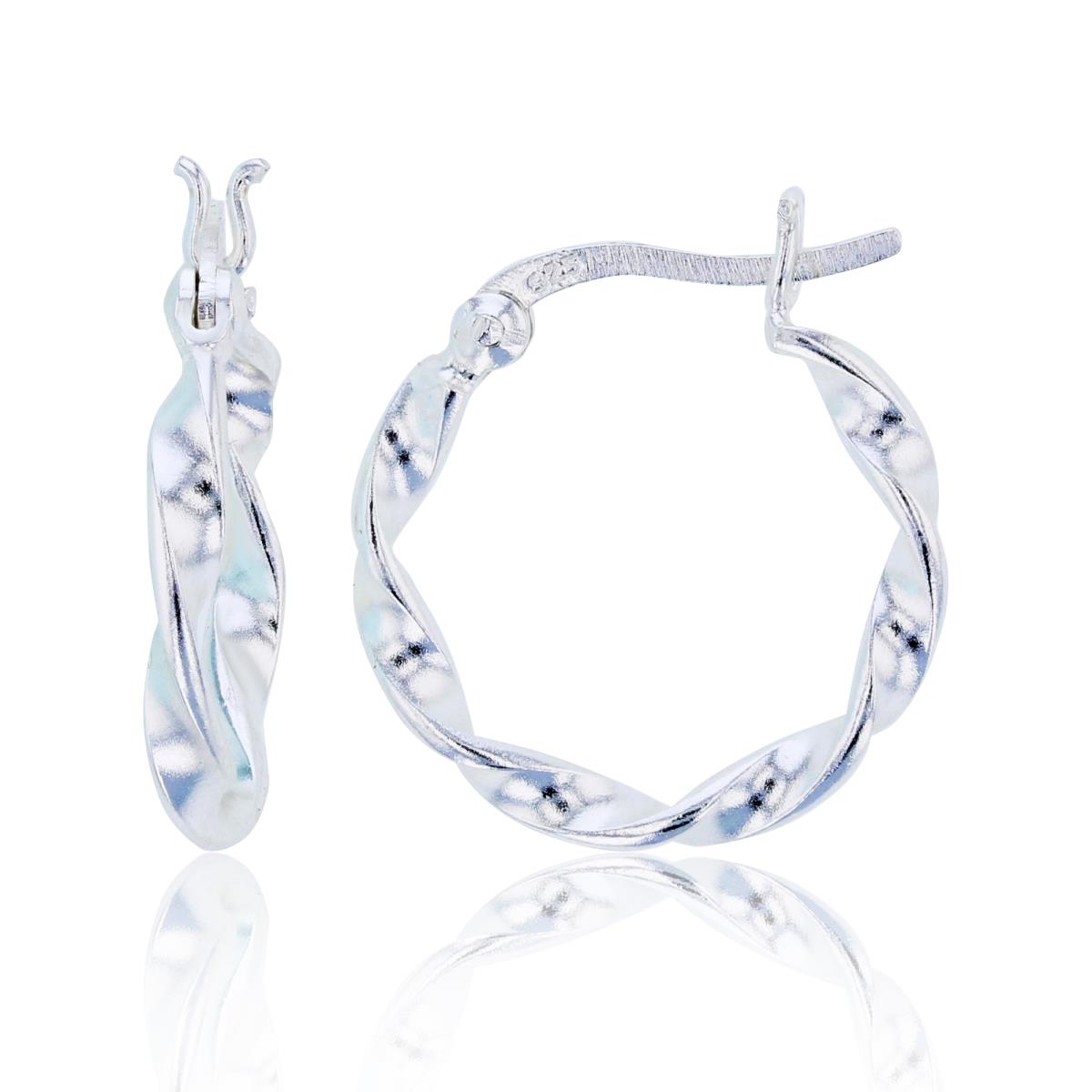 Sterling Silver Plated 20x1.5mm Twisted Hoop Earrings