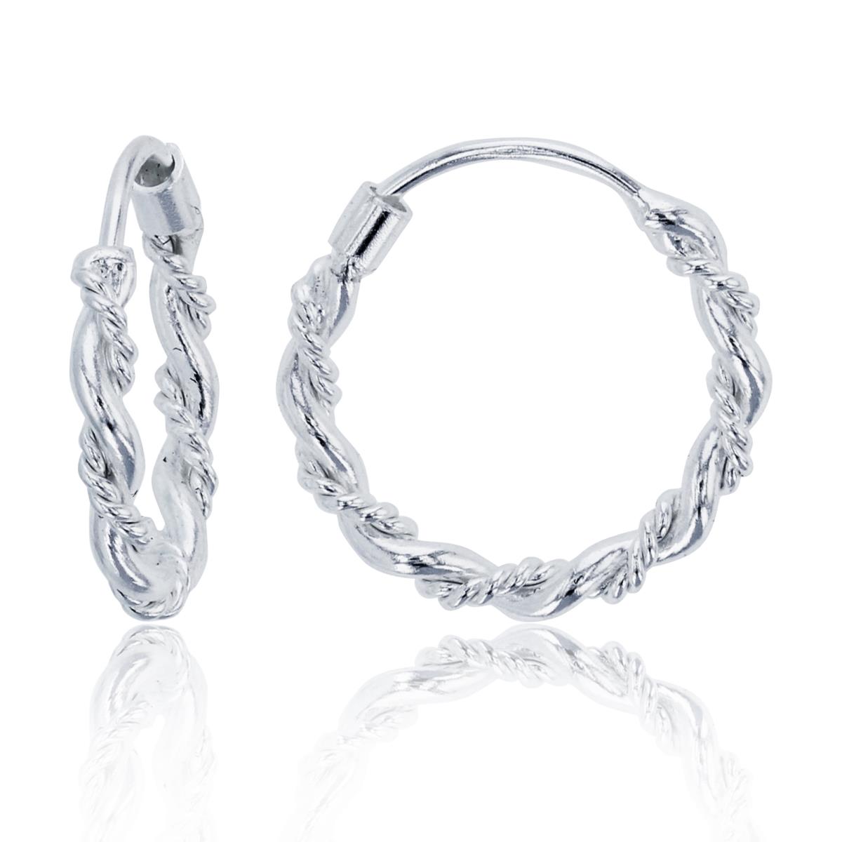 Sterling Silver Plated 20x2mm DC Twisted Hoop Earrings