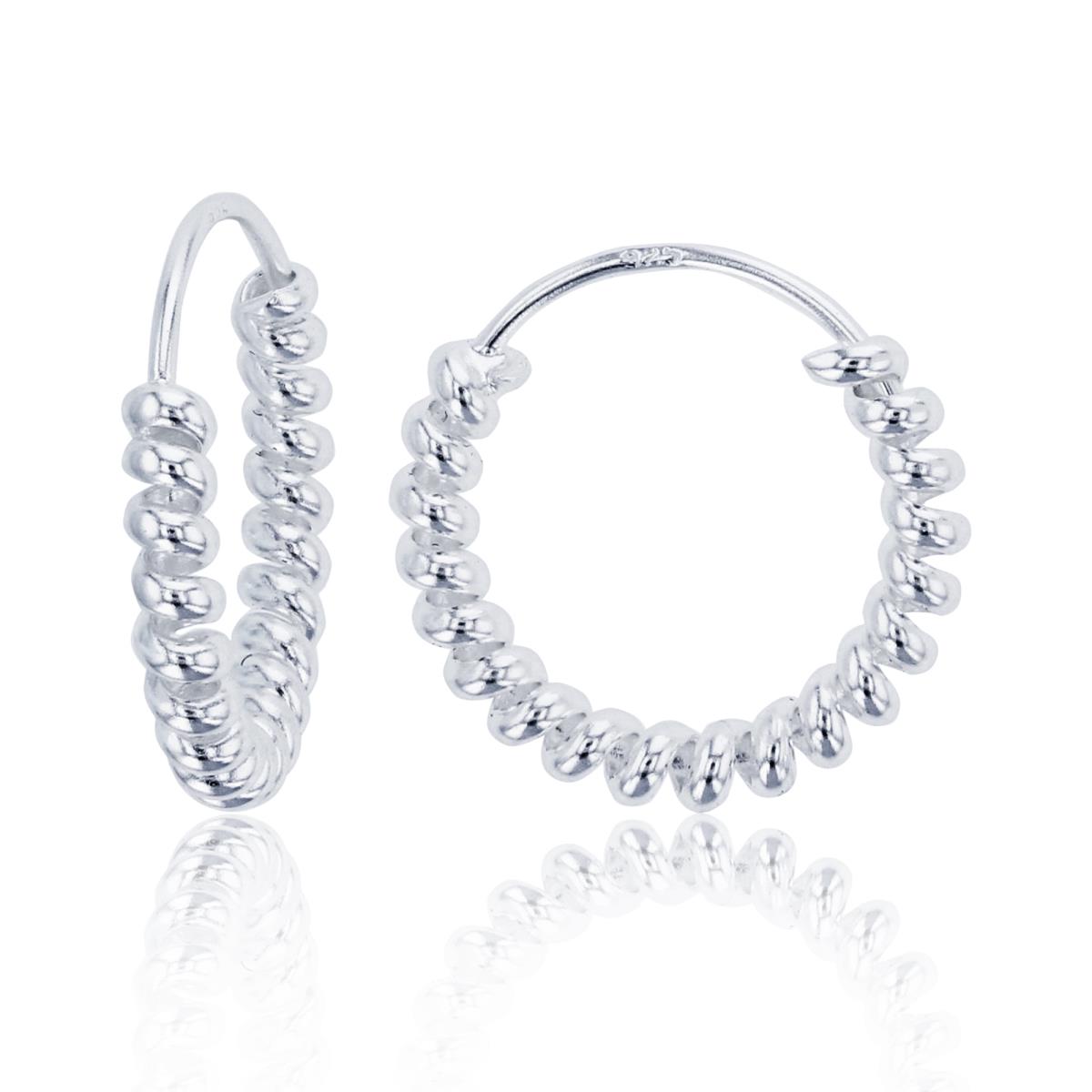 Sterling Silver Plated 16x2.5mm DC Roped Huggie Earrings