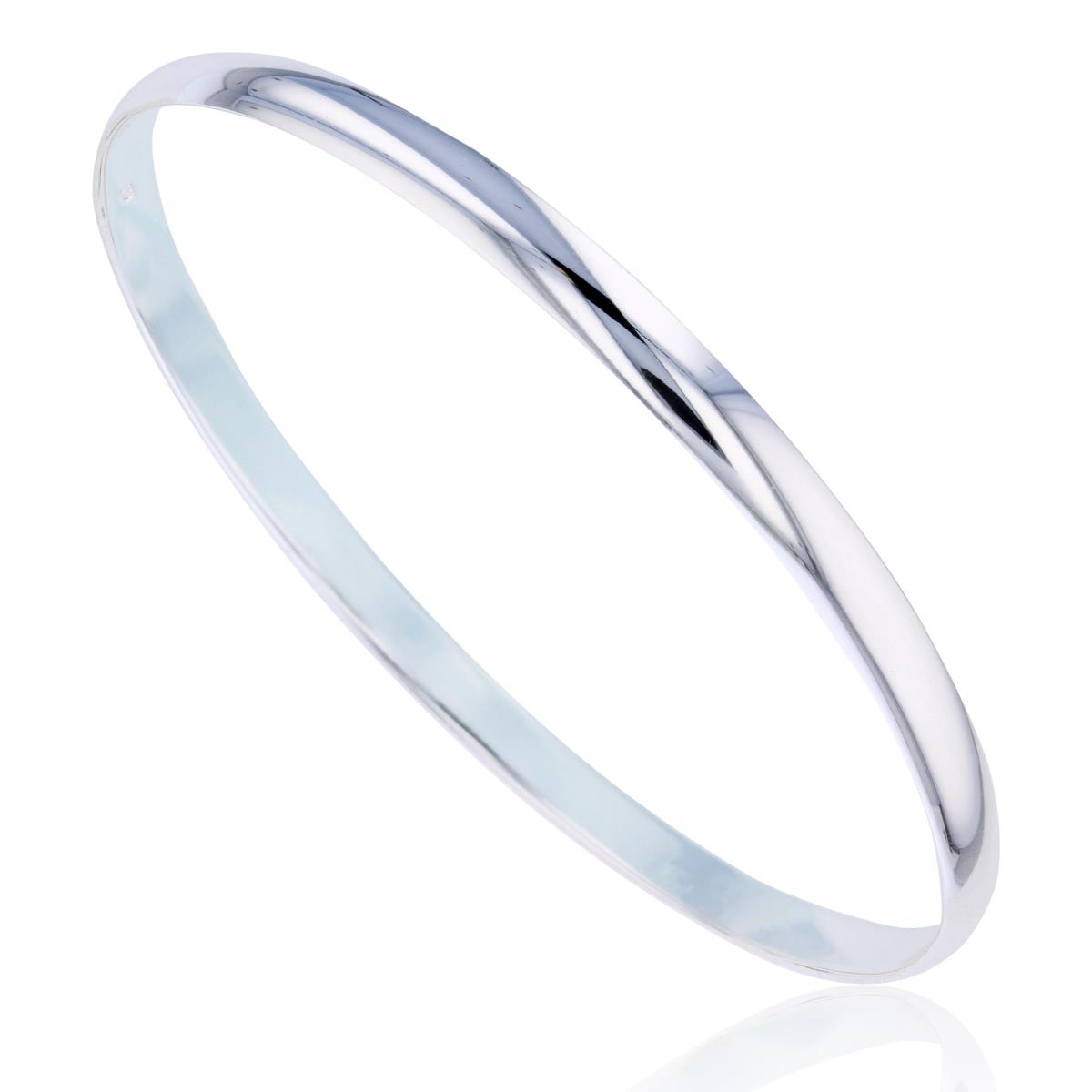 Sterling Silver Silver Plated 70x5mm Puffy Bangle 