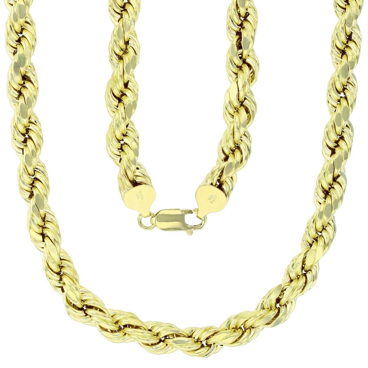 14K Yellow Gold 060 Diamond Cut Hollow Rope 24" Chain