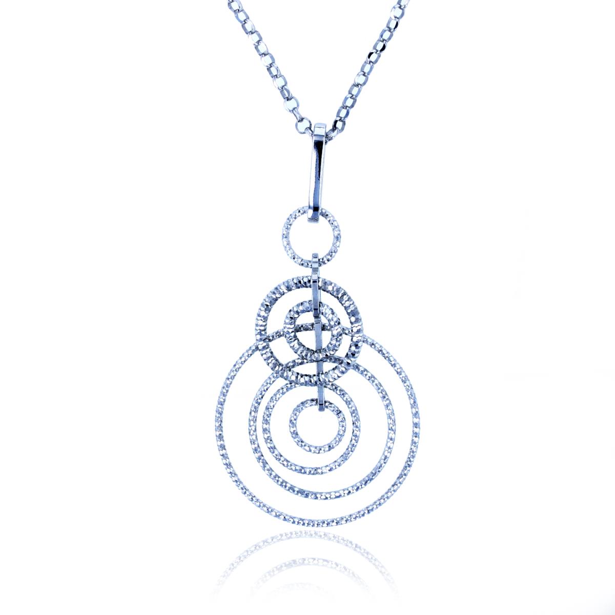 Sterling Silver Rhodium DC Multiple Sliding Dangling Circles 16"+2"Necklace