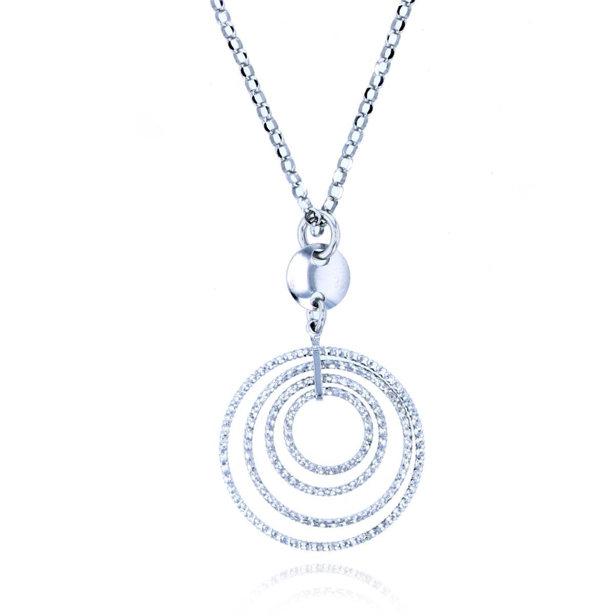 Sterling Silver Rhodium DC Multiple Graduated Dangling Circles 16"+2"Necklace