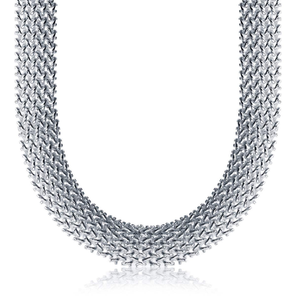 Sterling Silver Silver Flash 14.50mm Basketweave 18" Chain