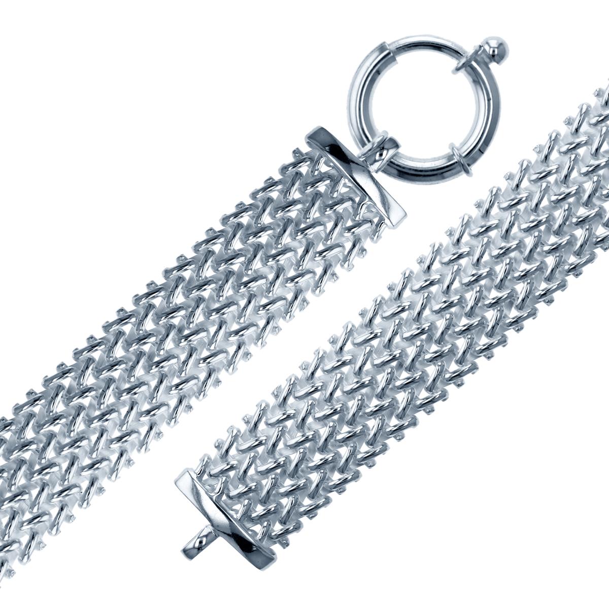 Sterling Silver Silver Flash 14.50mm Basketweave 8" Chain Bracelet