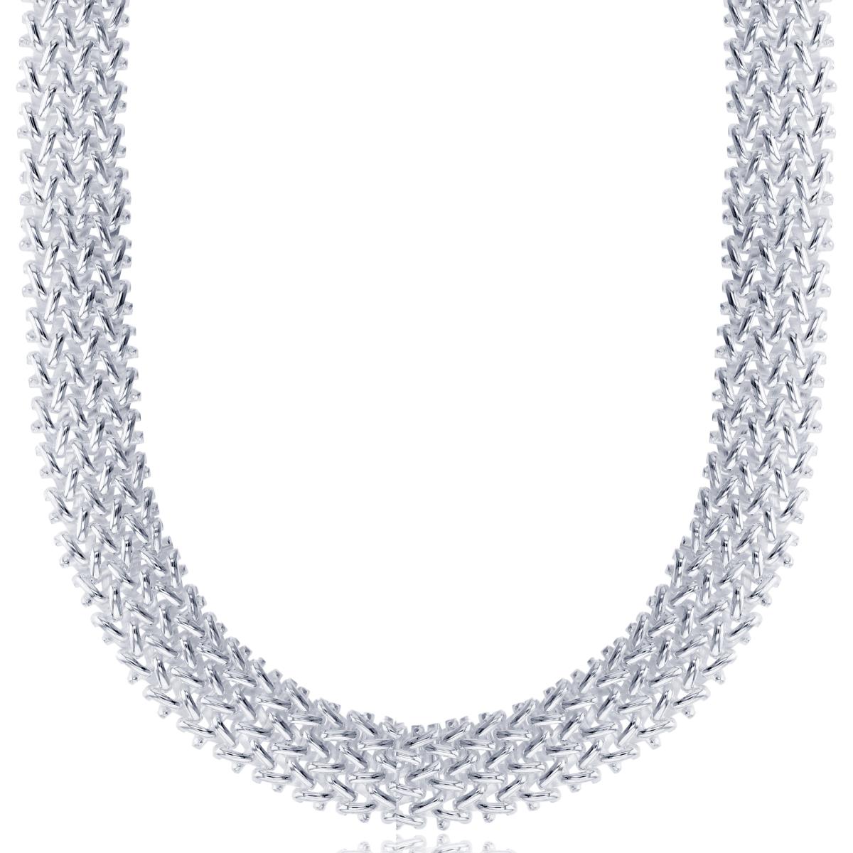 Sterling Silver Silver Flash 8.60mm Hollow Basketweave 18" Chain