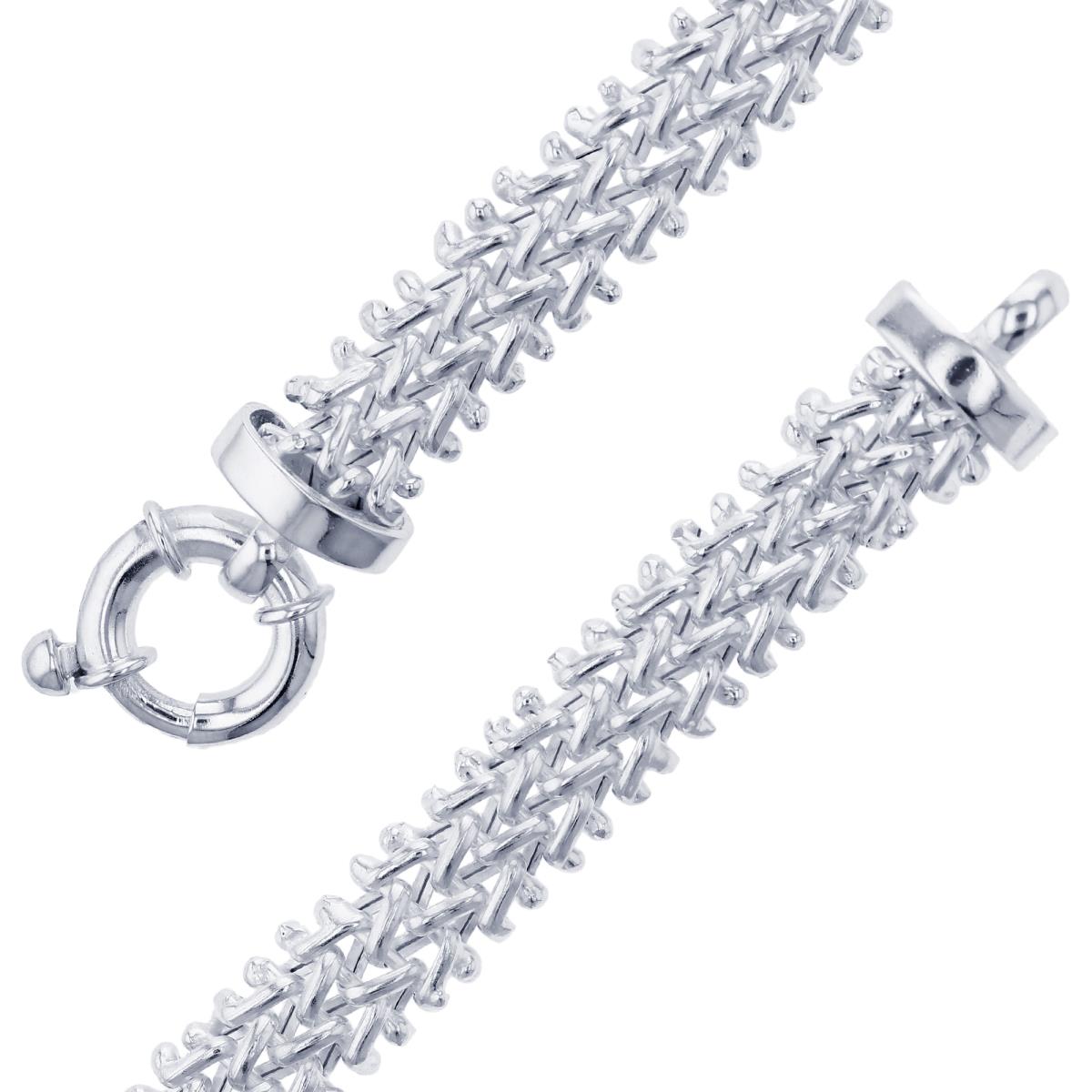 Sterling Silver Silver Flash 8.60mm Hollow Basketweave 8" Chain Bracelet