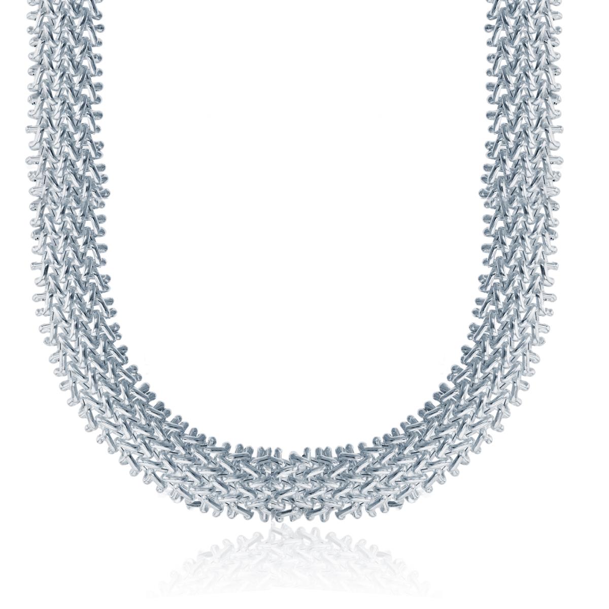 Sterling Silver Silver Flash 12mm Hollow Basketweave 18" Chain