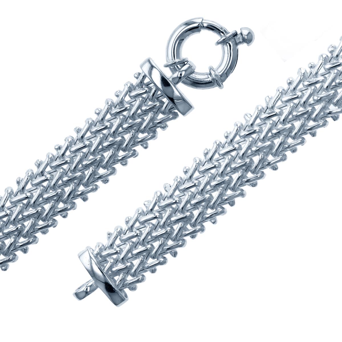 Sterling Silver Silver Flash 12mm Hollow Basketweave 8" Chain Bracelet
