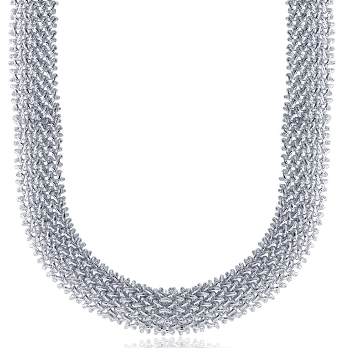 Sterling Silver Silver Flash 15.50mm Hollow Basketweave 18" Chain 
