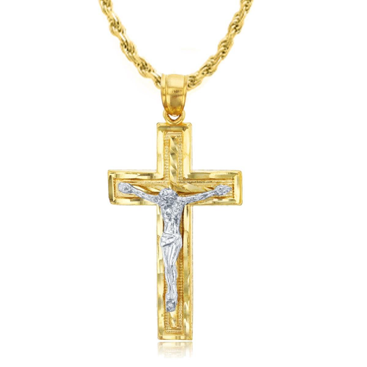 14K Gold Y&W DC Cross 24" 021 Rope Chain Necklace