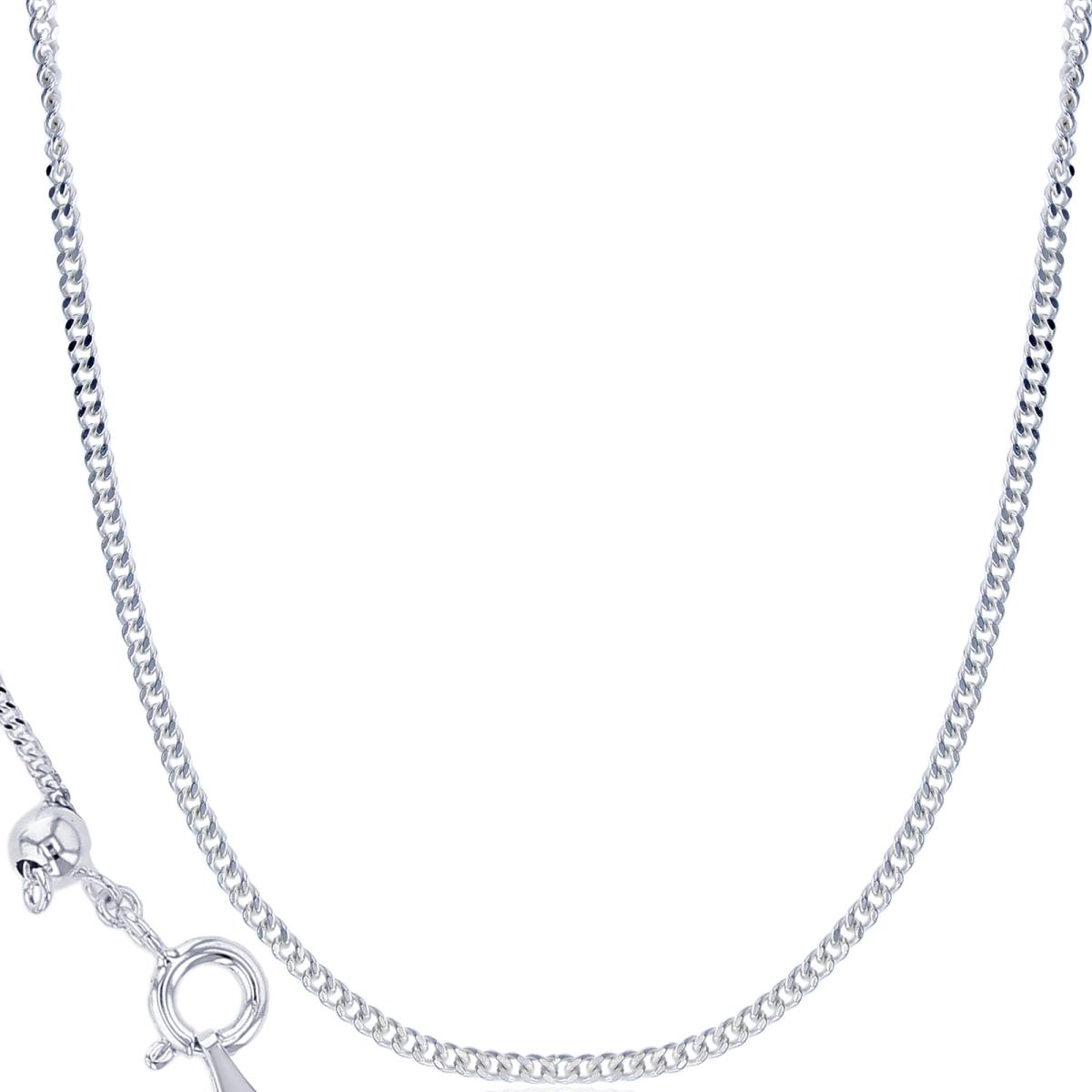 Sterling Silver Silver Flash 1.30mm DC Cuban 24" Adjustable Chain